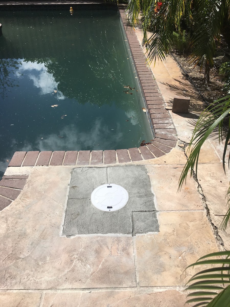 Deck repair patch with a new skimmer access cover